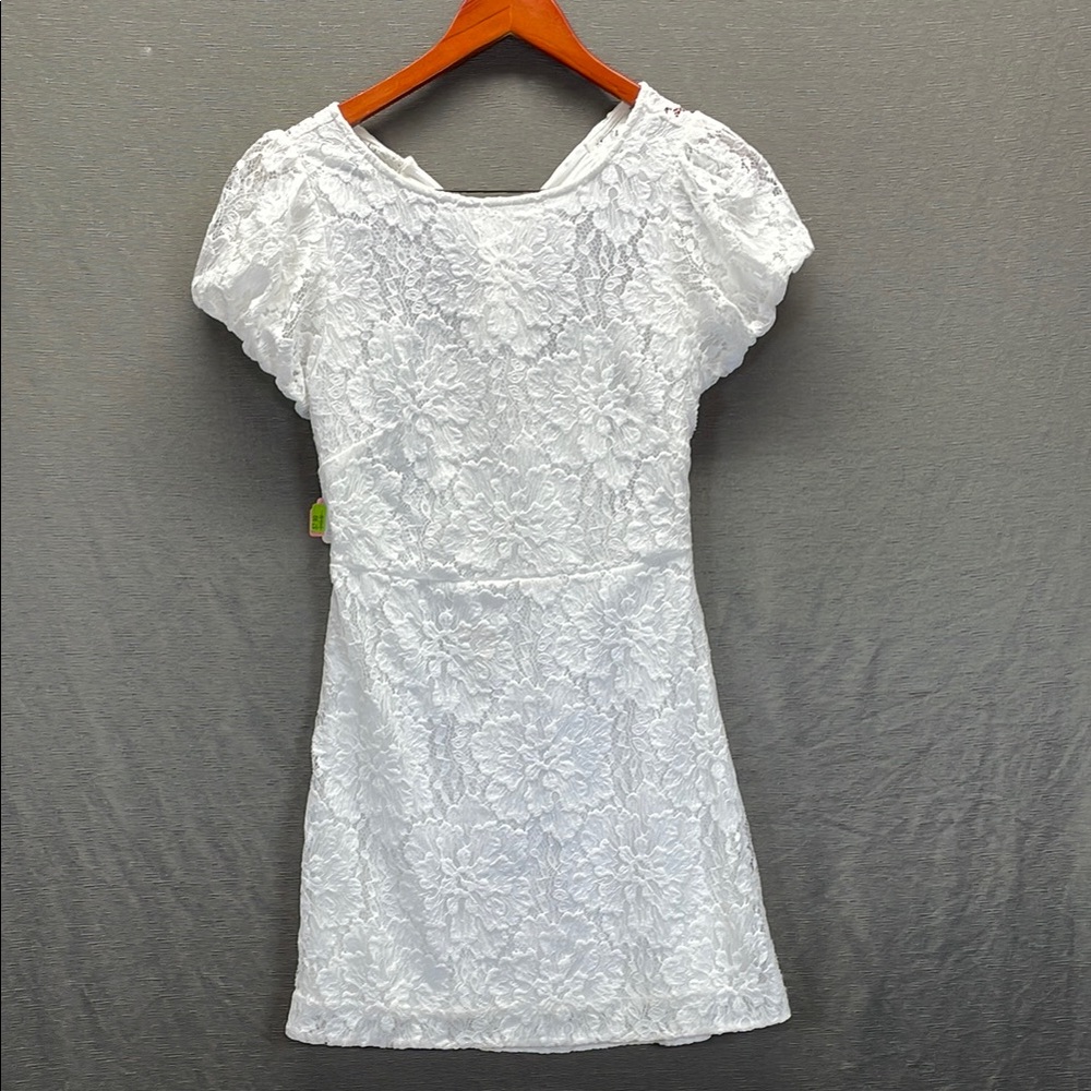 Free People‎ White Sheath Mini Dress with Puff Sleeves
